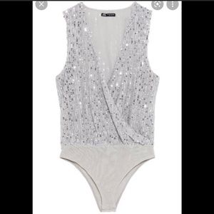 silver sequin bodysuit